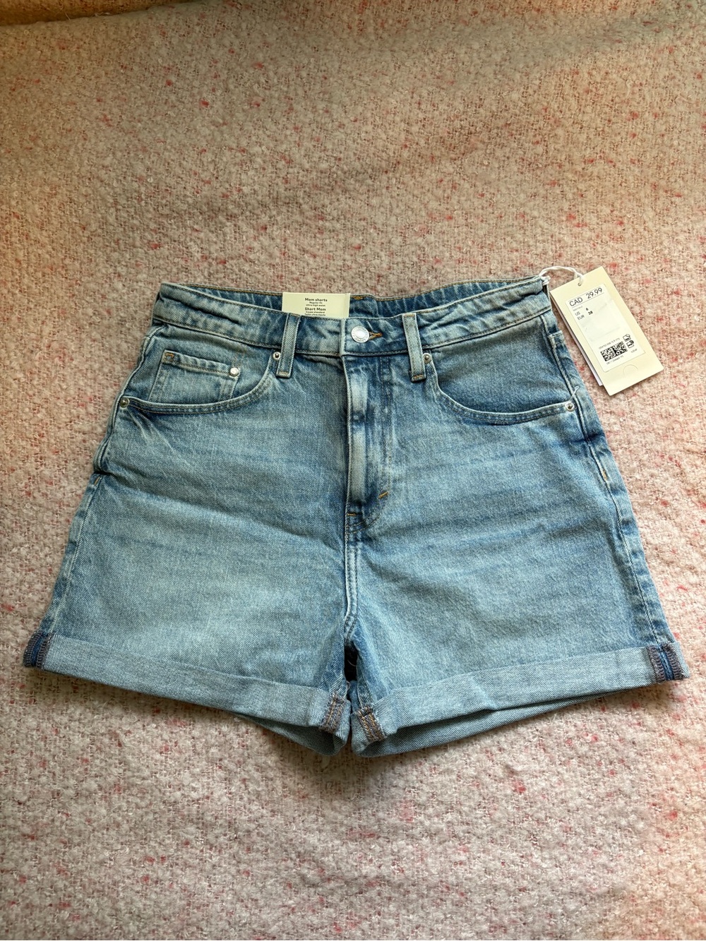Classic High-Rise Light Blue Denim Mom Shorts